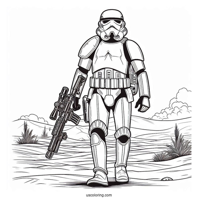 Stormtrooper Coloring Page Shocktrooper Standing In The Desert
