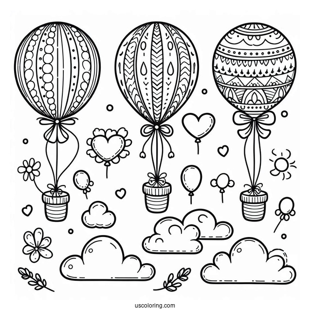 Floating Balloons To Color For Kids