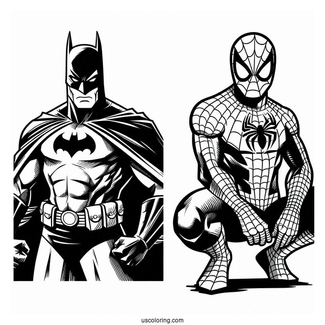 Batman And Spider-Man Coloring Sheet