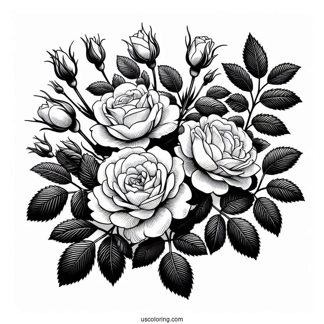 Assorted Wild Roses To Color