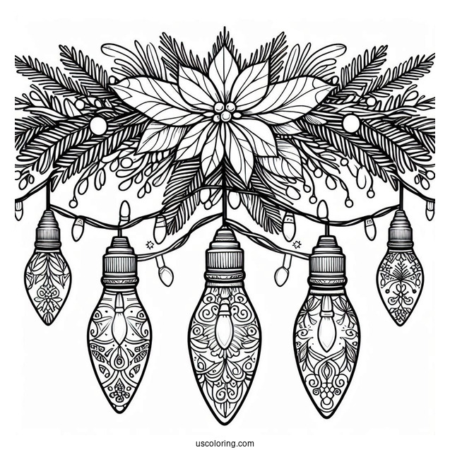Large Detailed Christmas Lights To Color