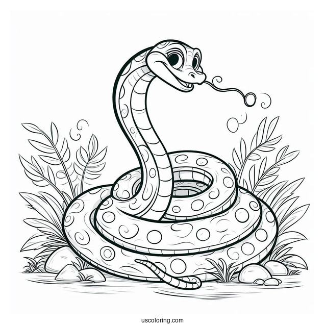 Jungle Book Coloring Page Of Kaa The Snake In A Coil