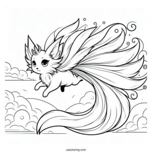 Tails Coloring Page Flying In The Sky