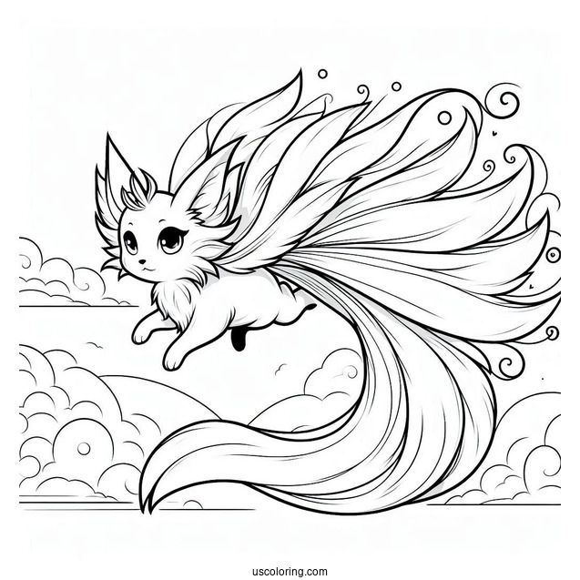 Tails Coloring Page Flying In The Sky