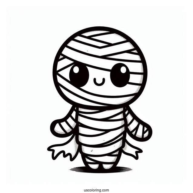 Easy Cartoon Mummy Coloring Page