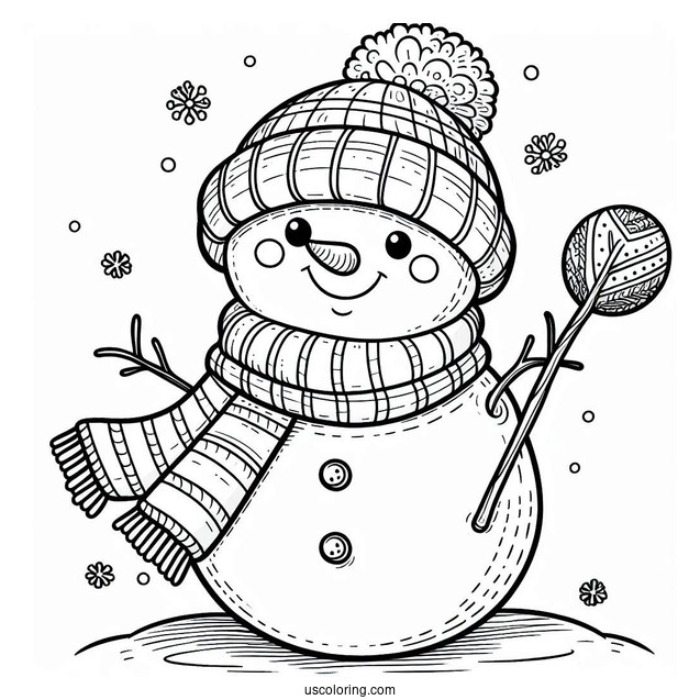 Cheerful Looking Snowmen In The Snow To Color