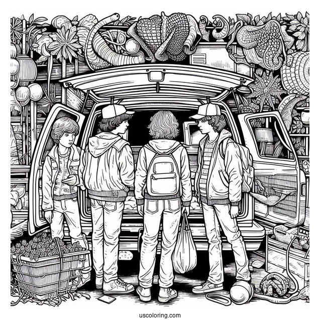 Detailed Stranger Things Coloring Sheet For Adults