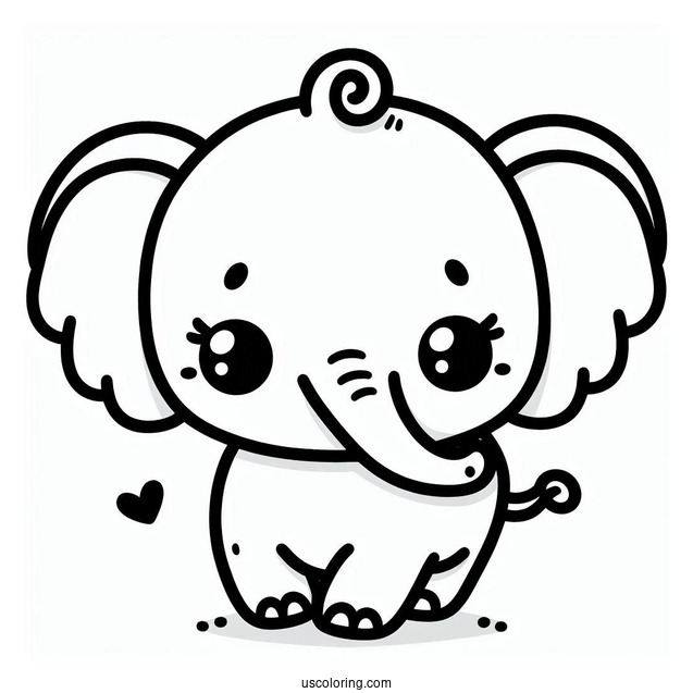 Kawaii Elephant With Little Trunk