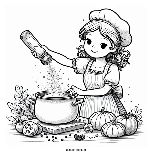 Ratatouille Coloring Page Adding Salt To A Pot For Kids