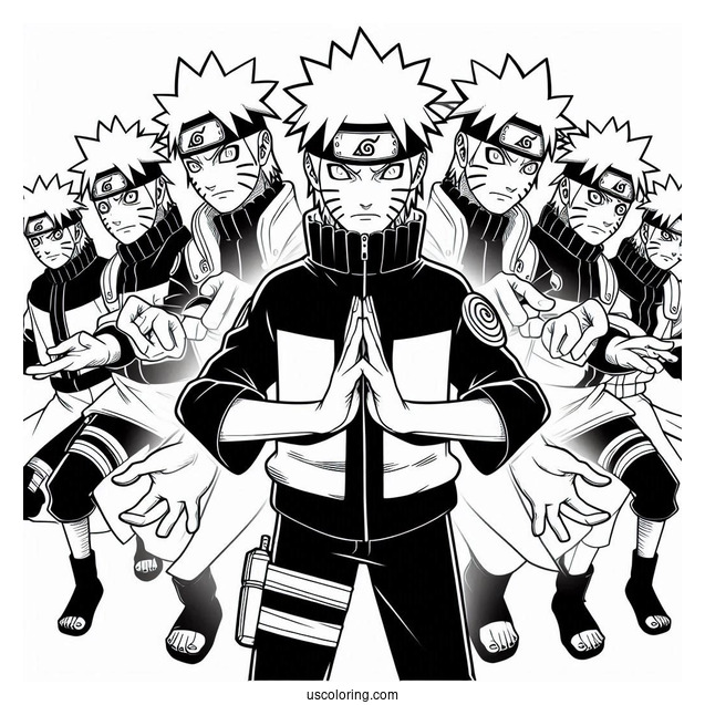 Naruto Coloring Page Of Multiple Shadow Clone Jutsu