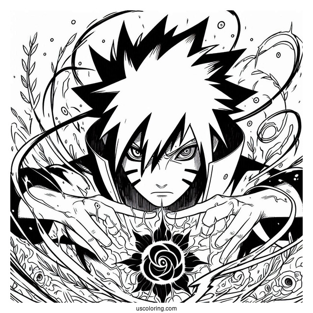 Uchiha Sasuke Coloring Page Using Susanoo In Battle