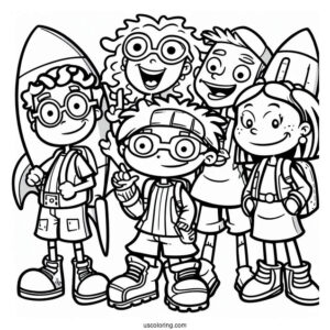 Nickelodeon Coloring Page Of Rocket Power Otto, Regina, Sam, And Maurice