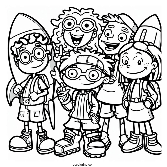 Nickelodeon Coloring Page Of Rocket Power Otto, Regina, Sam, And Maurice