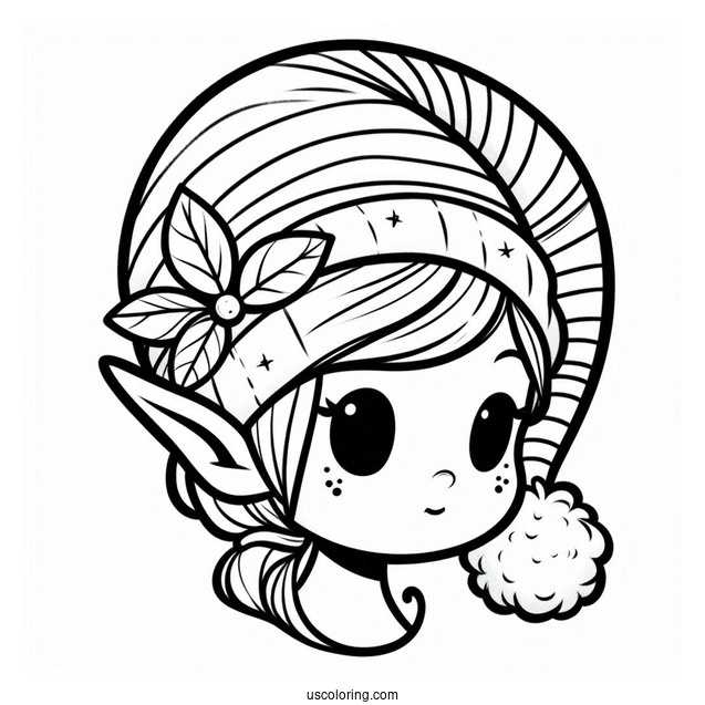 Coloring Page Of An Elf Hat