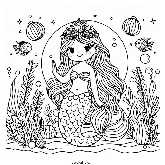 Mermaid Princess Coloring Page Under The Sea