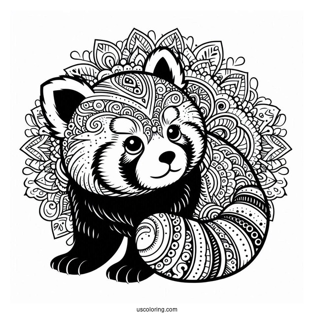 Red Panda Mandala For Adults