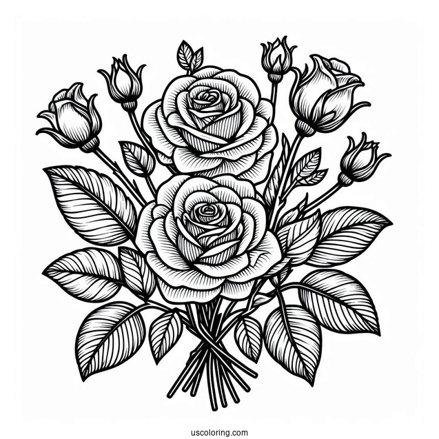 Bouquet Of Roses Coloring Page
