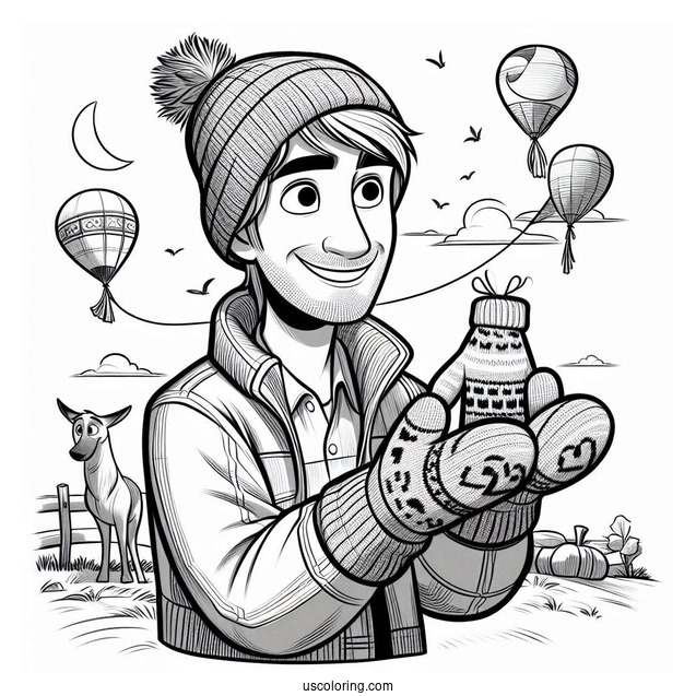 Pixar Coloring Page of Joe Gardner With 22, Moonwind, And Mittens From Soul