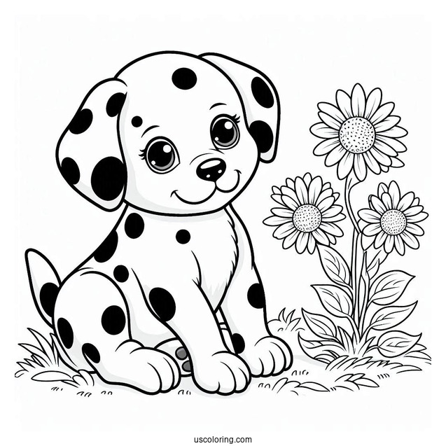 Spotted Puppy Coloring Page For Preschoolers