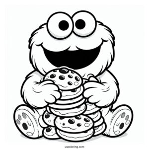 Cute Cookie Monster Holding Pile Of Cookies