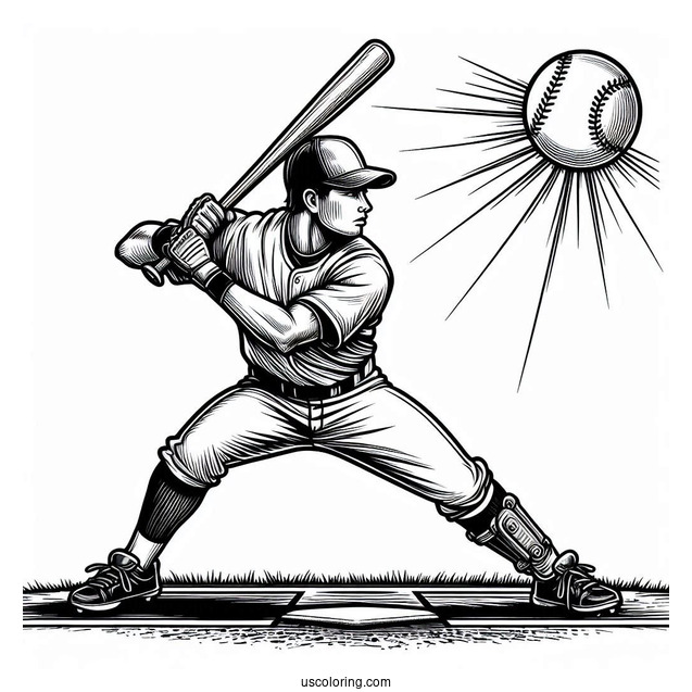 Baseball Batter Ready For a Pitch To Color