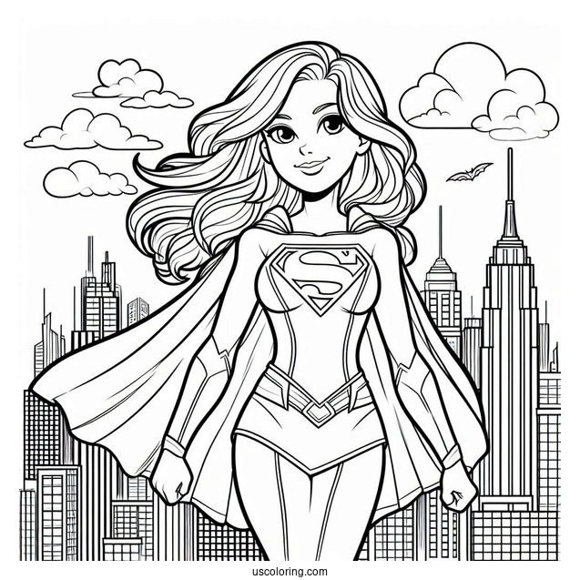 Supergirl Coloring Page In New York City For Kids