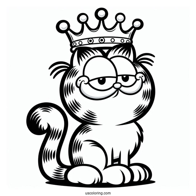 Garfield Holding Crown Coloring In For Preschoolers