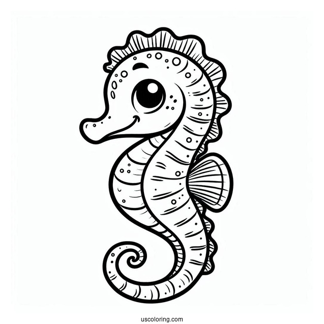 Cartoon Seahorse Coloring Sheet