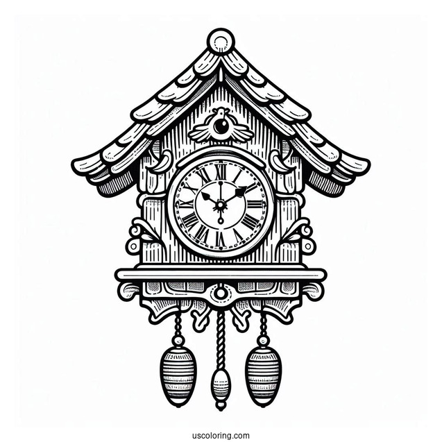 Cuckoo Clock Coloring Picture For Kids