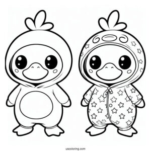 Cute Psyduck Coloring Page In A Onesie For Kids