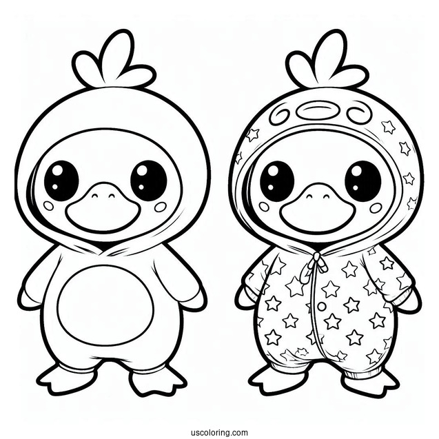 Cute Psyduck Coloring Page In A Onesie For Kids