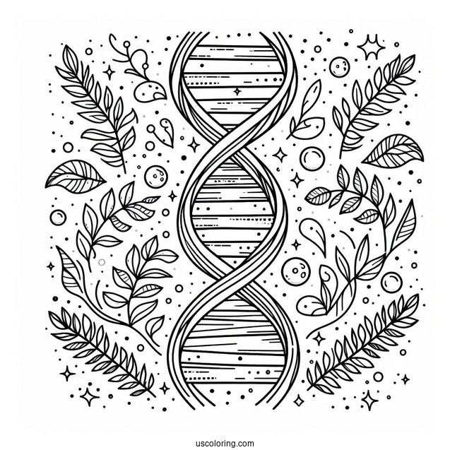 Science Coloring Page Of DNA Strands