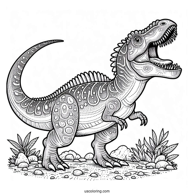 Dotted Spinosaurus Coloring Page Roaring For Kids