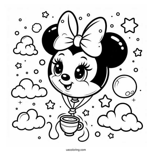 Minnie Mouse Balloon Coloring Sheet