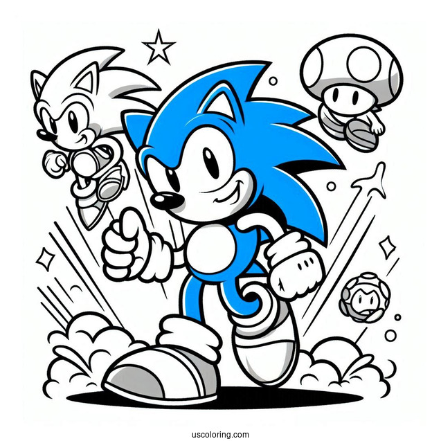 Super Sonic And Mario To Color