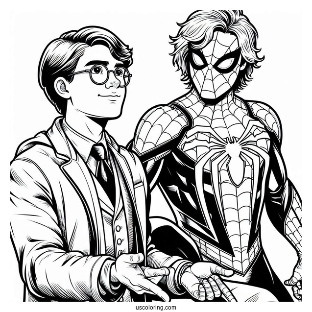 Spider-Man And Ned Leeds Coloring Sheet