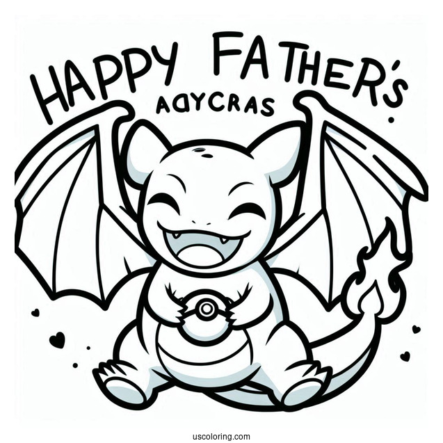 Charizard Saying Happy Father s Day Coloring Page For Kids