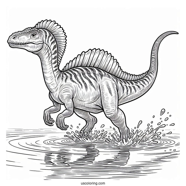 Spinosaurus Coloring Page Wading Through The Water