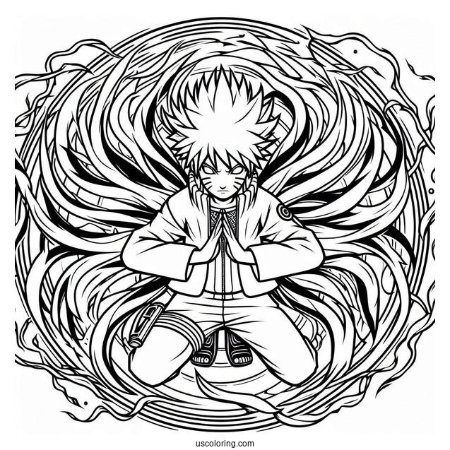 Naruto Coloring Page Of Kurama Chakra Mode