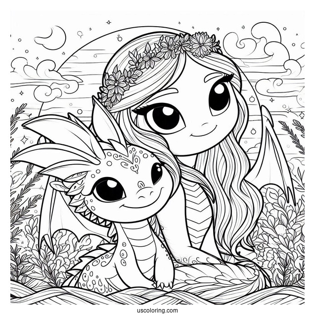 Raya And The Last Dragon Coloring Page Of Cute Raya And Sisu Back To Back