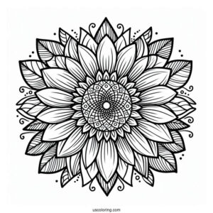 Flower Coloring Pages Ofv Detailed Sunflower Mandala