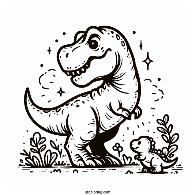 Alpha T-Rex Dinosaur Coloring Page