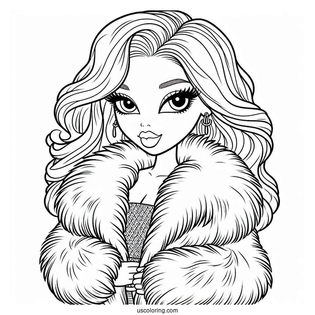 Bratz Meygan In Fur Coat Coloring Page