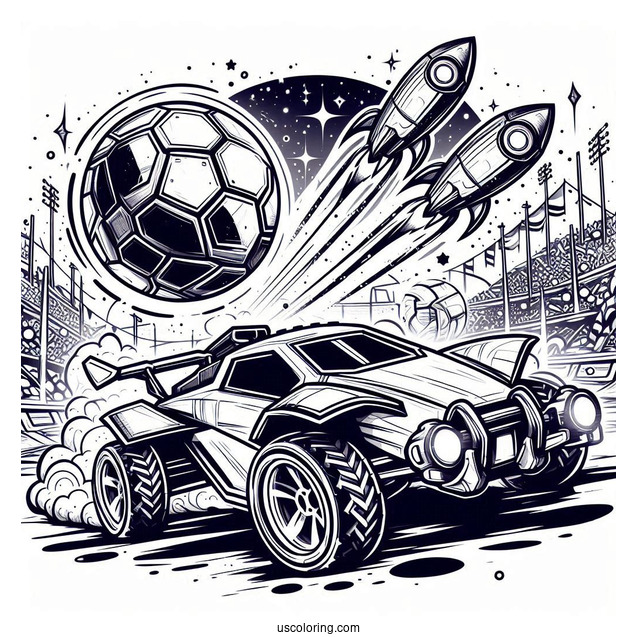 Rocket League Coloring Page Octane And The Ball