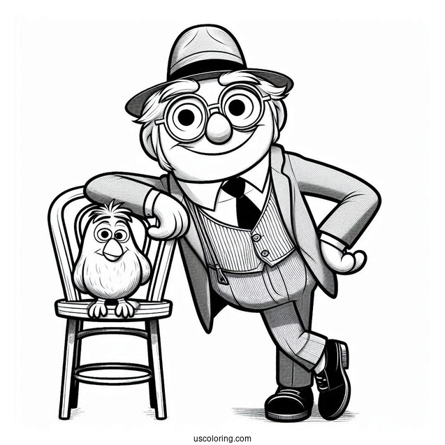 Sing Coloring Page Of Gunter Posing With Chair For Kids