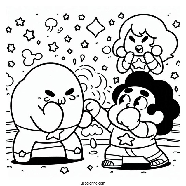 Steven Universe Coloring Page Of Kawaii Steven Universe Punching Air For Preschoolers