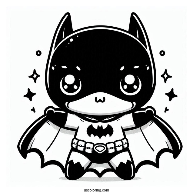 Cute Kawaii Batman Coloring For Kids