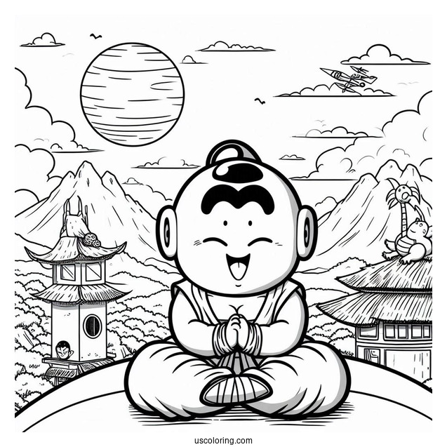 Easy Mr. Popo at the Lookout Dragon Ball Z Coloring Page For Kids