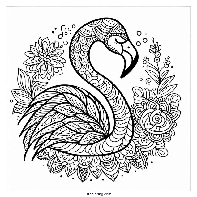 Mandala Flamingo To Color For Relaxation