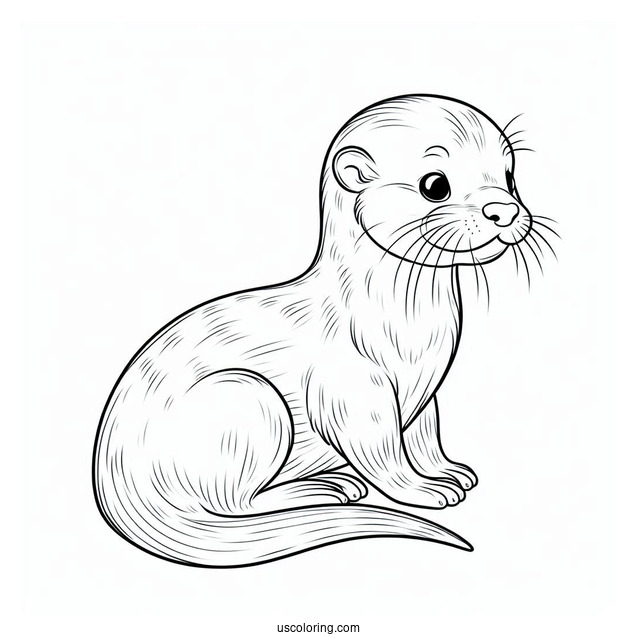 Small Otter Coloring Page With Long Tail